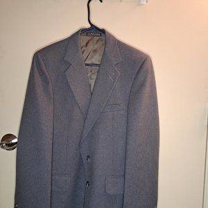 Men's Grey Pin Striped 2 Button Sport Jacket